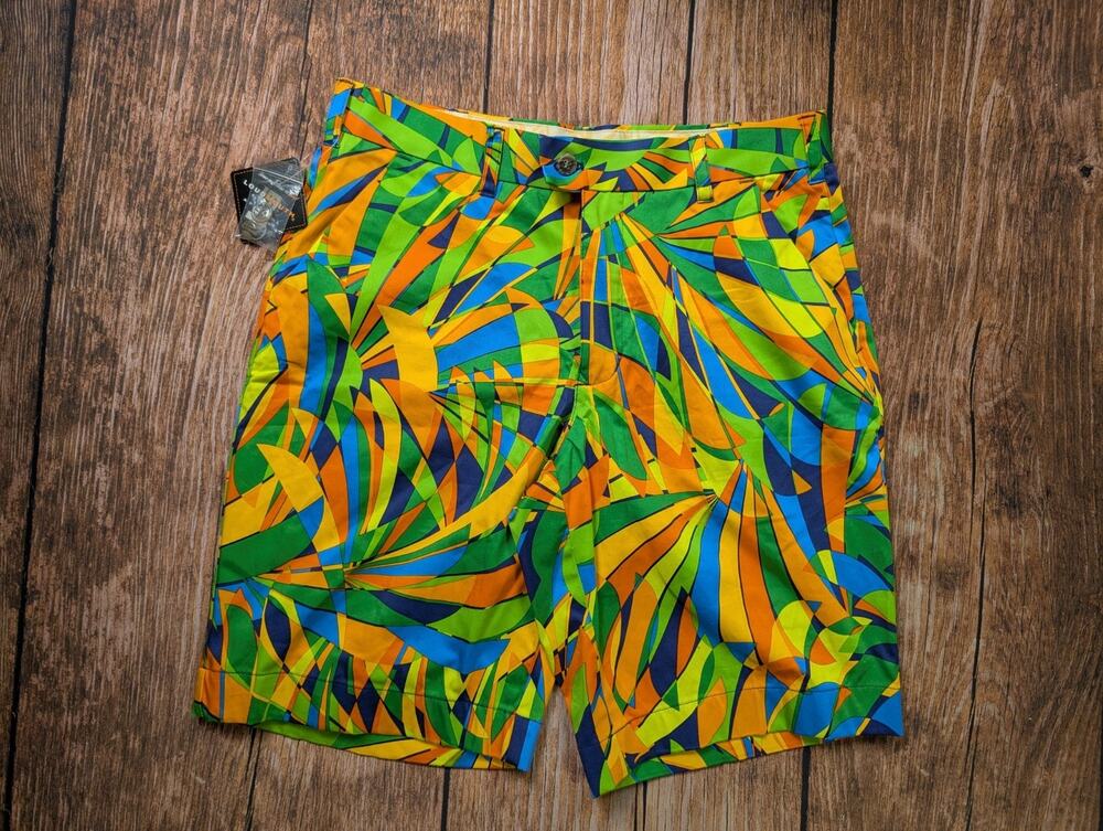 LOUDMOUTH GOLF Mens Size 32 Shorts Colorful Pickleball Golf Psychedelic
